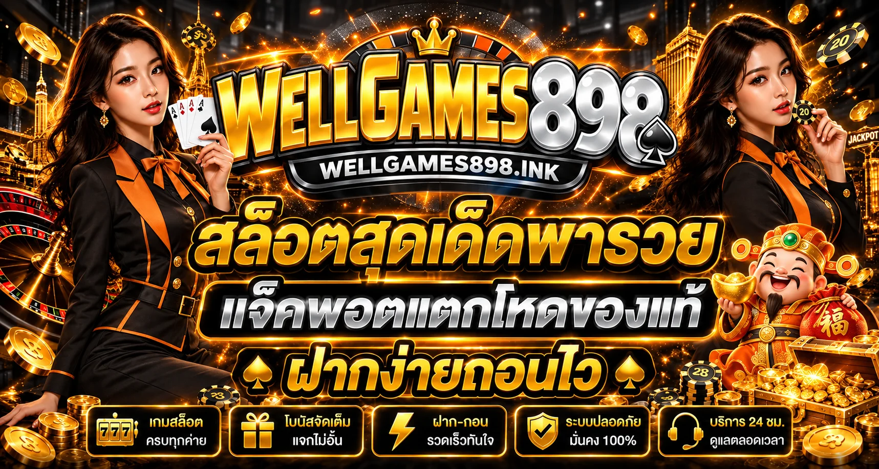 แบนเนอร์ WELLGAMES898 สล็อต PG Soft และเกมค่ายดัง